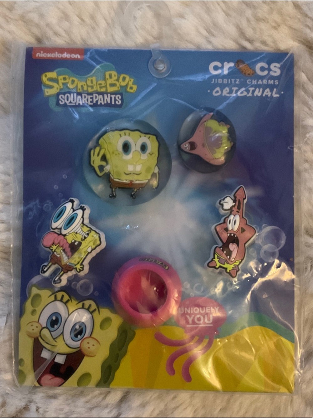 CROCS SpongeBob SquarePants Jibbitz Charms Pack - Yellow, Pink, Blue